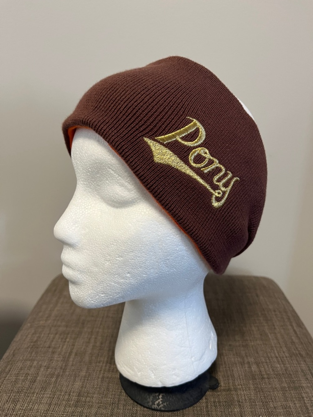 Pony Brown and Orange reversible head band